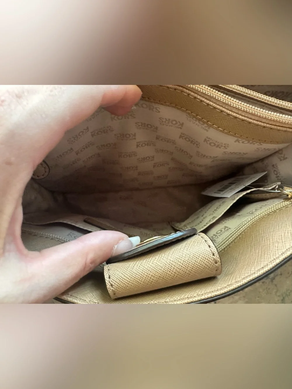 Michael Kors  Leather Satchel with Gold Hardware- DK khaki